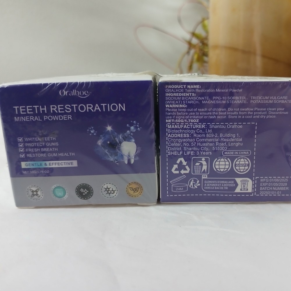 Oralhoe Teeth Whitening Restoration Mineral Powder Bundle Of 2 NIB Factory Seal
